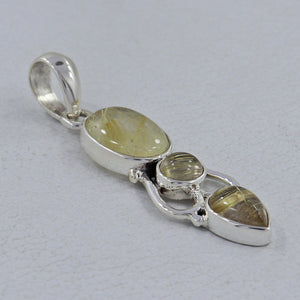 925 Silver Rutilated Quartz Pendants