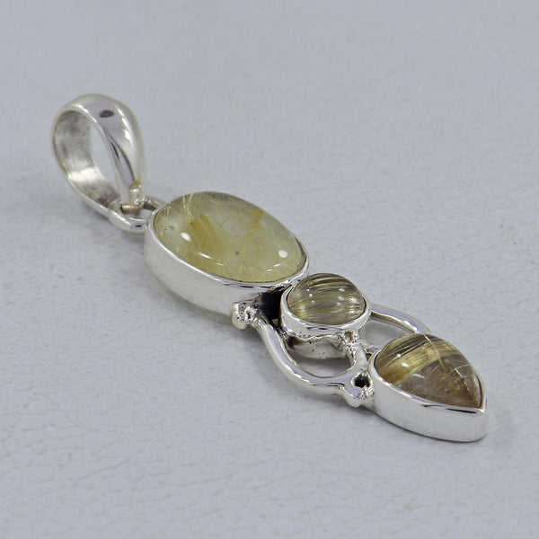 925 Silver Rutilated Quartz Pendants