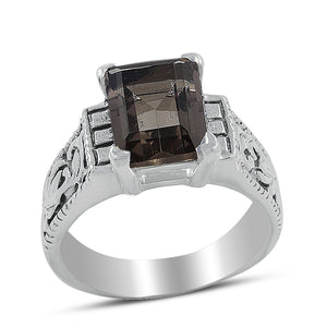 925 Sterling Silver Smoky Quartz Rings