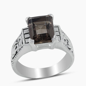 925 Sterling Silver Smoky Quartz Rings