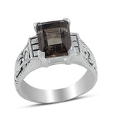 Natural Smoky Quartz 925 Sterling Silver Ring