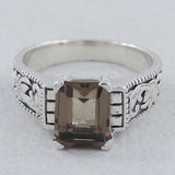 Natural Smoky Quartz 925 Sterling Silver Ring