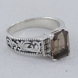 Natural Smoky Quartz 925 Sterling Silver Ring