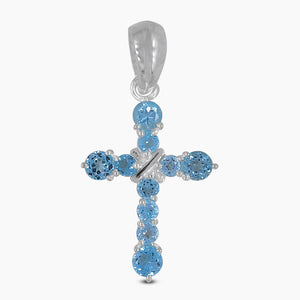 Holy Cross Blue Topaz Silver Pendants