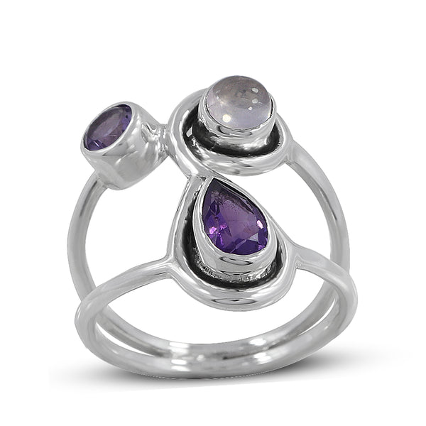 Amethyst & Rose Quartz Silver Rings
