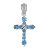 Holy Cross Blue Topaz Silver Pendant