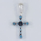 Holy Cross Blue Topaz Silver Pendant