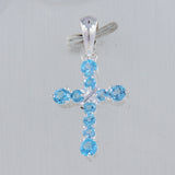 Holy Cross Blue Topaz Silver Pendant