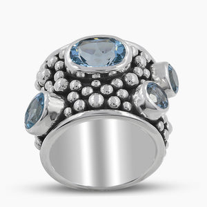 925 Sterling Silver Blue Topaz Rings