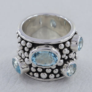 925 Sterling Silver Blue Topaz Rings