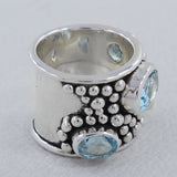 925 Sterling Silver Blue Topaz Ring