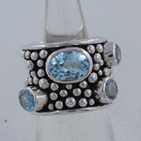 925 Sterling Silver Blue Topaz Ring