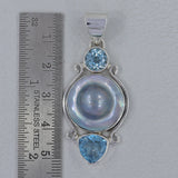 Blister Pearl With Blue Topaz 925 Sterling Silver Pendant