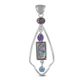 Abalone Shell, Mystic Quartz, Amethyst 925 Sterling Silver Pendant