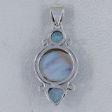 Blister Pearl With Blue Topaz 925 Sterling Silver Pendant