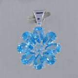 Natural Blue Topaz Silver Pendant