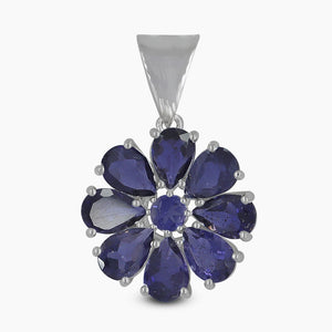 Natural Iolite Silver Pendants