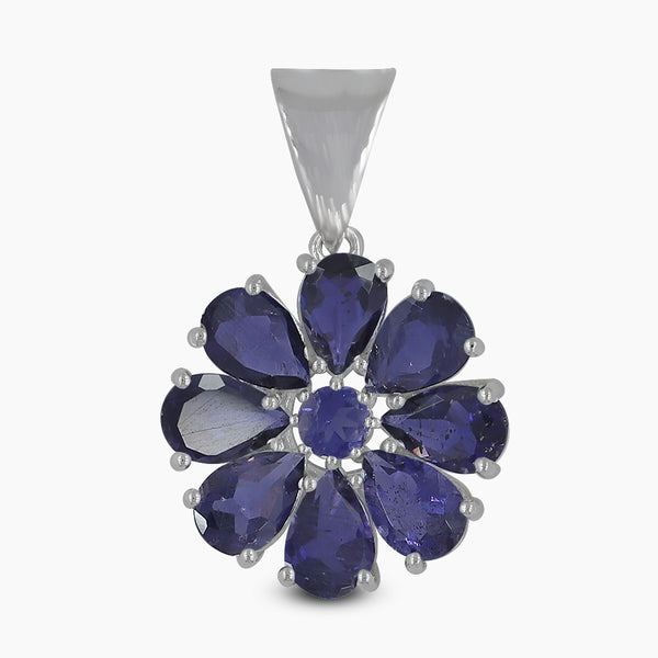 Natural Iolite Silver Pendants