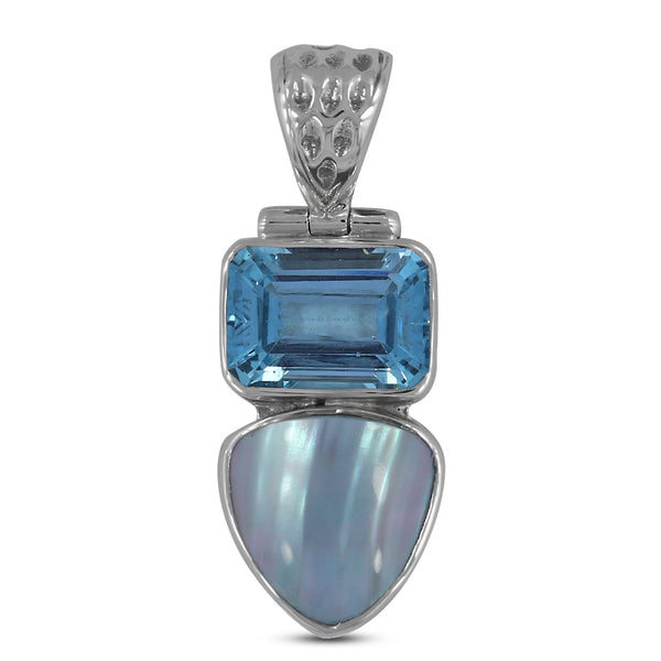 Mabe Pearl & Blue Topaz Silver Pendant