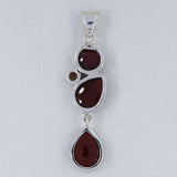 Hessonite, Ethiopian Opal Gemstone Silver Pendant