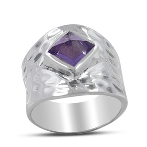 925 Silver Green Amethyst Ring