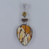 Brecciated Mookite, Citrine Silver Pendant