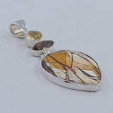 Brecciated Mookite, Citrine Silver Pendant