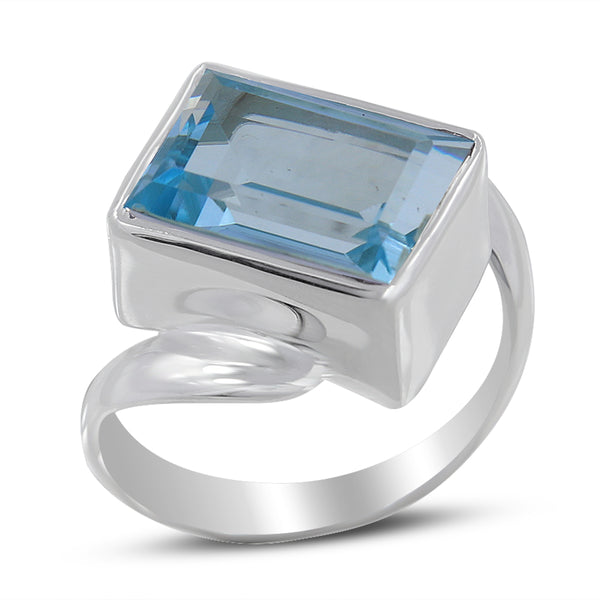 925 Sterling Silver Blue Topaz Rings