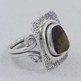 Natural Ammolite Silver Ring