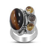 Natural Tiger Eye 925 Sterling Silver Ring