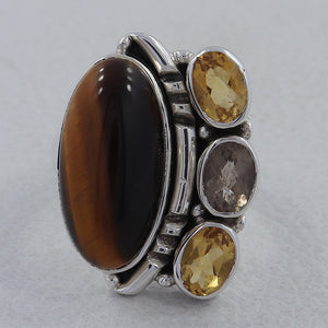 925 Sterling Silver Tiger Eye Ring