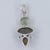 Larimar, Blue Topaz 925 Sterling Silver Pendant