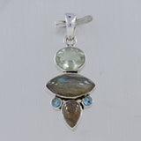 Larimar, Blue Topaz 925 Sterling Silver Pendant