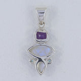 Larimar, Blue Topaz 925 Sterling Silver Pendant