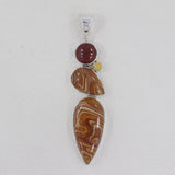 Hessonite With Orange Onyx Silver Pendant