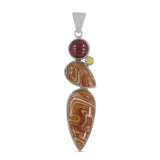 Hessonite With Orange Onyx Silver Pendant