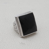 Faceted Black Onyx Silver Ring