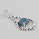 Natural Aquamarine Silver Pendant