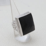 Faceted Black Onyx Silver Ring