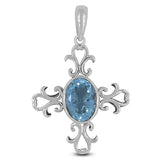 925 Sterling Silver Blue Topaz Pendant