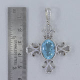 925 Sterling Silver Blue Topaz Pendant