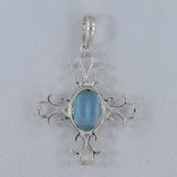 925 Sterling Silver Blue Topaz Pendant