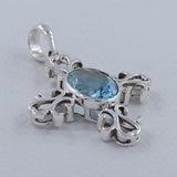 925 Sterling Silver Blue Topaz Pendant