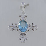 925 Sterling Silver Blue Topaz Pendant