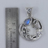 Mermaid Rainbow Moonstone Silver Pendant