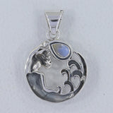 Mermaid Rainbow Moonstone Silver Pendant