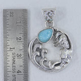 Mermaid Rainbow Moonstone Silver Pendant