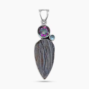 Grey Druzy Silver Pendants