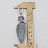 Grey Druzy Silver Pendants