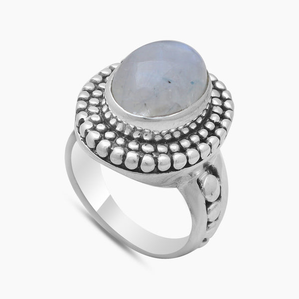 Rainbow Moonstone Silver Rings
